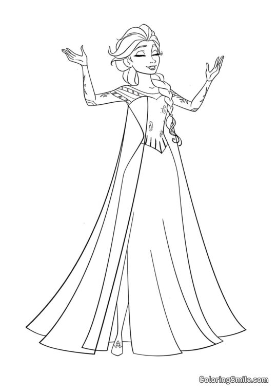 Elsa con le mani alzate - Pagina da Colorare