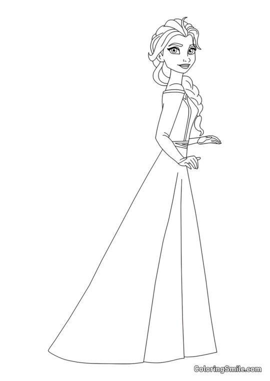 Elsa in altezza completa - Pagina da Colorare