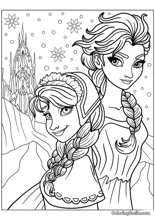 Frozen Anna ed Elsa - Pagina da Colorare