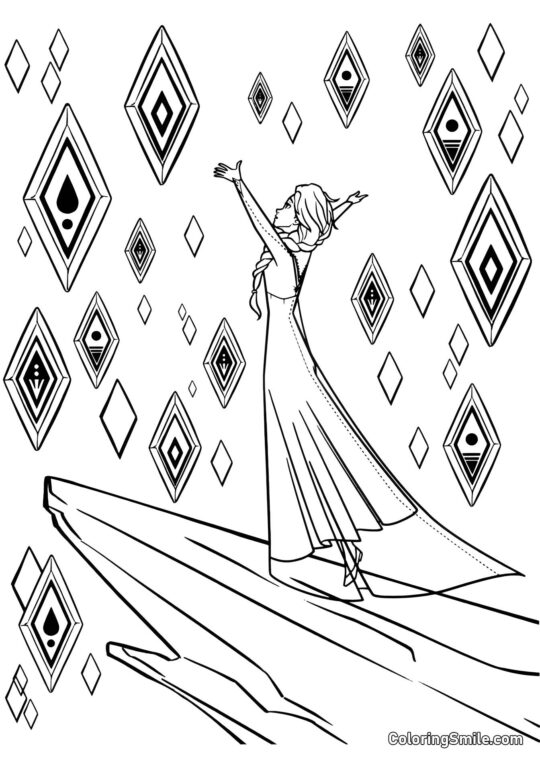 Elsa e i cristalli elementali - Pagina da Colorare