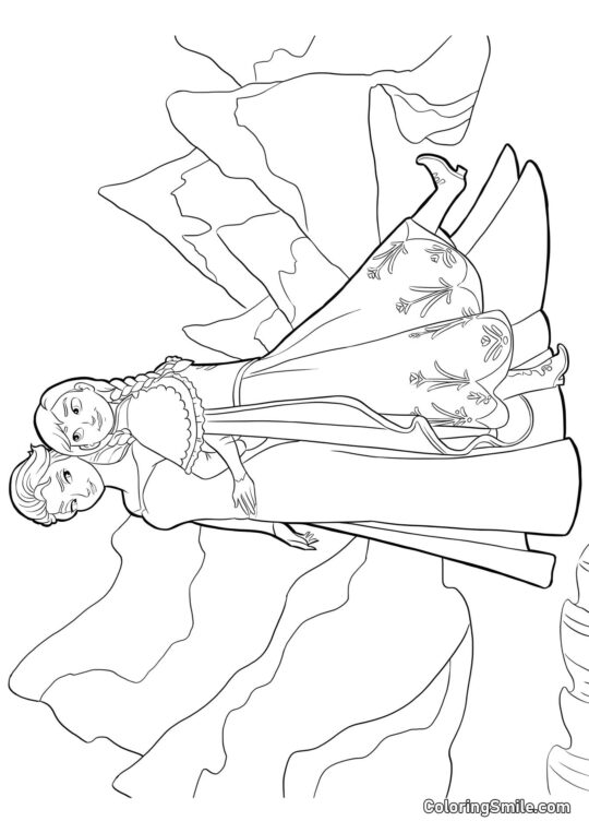 Anna ed Elsa insieme - Pagina da Colorare