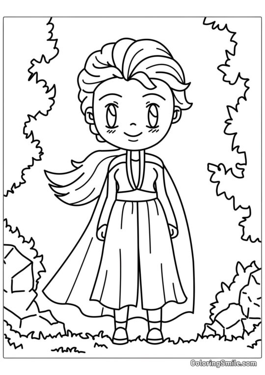 Kawaii Elsa - Pagina da Colorare