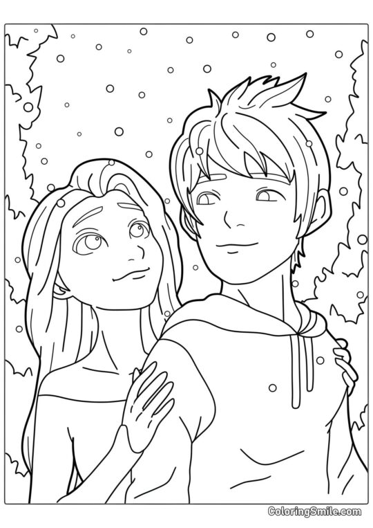 Elsa e Jack di Ghiaccio - Pagina da Colorare